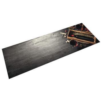 vidaXL Keukenmat wasbaar wijnflesprint 60x180 cm fluweel, Verzenden, Nieuw