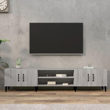 vidaXL Tv-meubel 180x31,5x40 cm bewerkt hout grijs sonoma, Verzenden, 150 tot 200 cm, Nieuw, Minder dan 100 cm