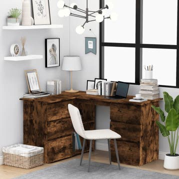 vidaXL Hoekbureau 145x100x76 cm bewerkt hout gerookt, Verzenden, Nieuw