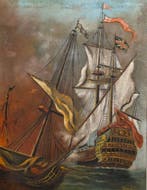 Europese school (XX) - Galeone britannico antico, Antiek en Kunst