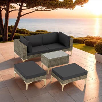 Rotanlounge met aluminium frame Bellaria - natuur, Verzenden, Nieuw