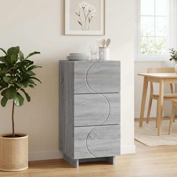vidaXL Dressoir Grijs Sonoma 33.5 x 34.5 x 75 cm Bewerkt, Huis en Inrichting, Kasten | Dressoirs, Minder dan 50 cm, Verzenden