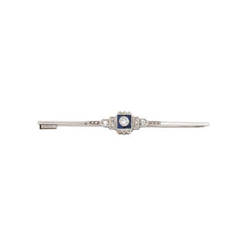 Witgouden broche met saffier en diamant 18 kt/850, Sieraden, Tassen en Uiterlijk, Broches, Ophalen of Verzenden, Nieuw