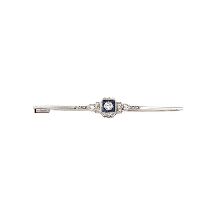 Witgouden broche met saffier en diamant 18 kt/850, Sieraden, Tassen en Uiterlijk, Broches, Ophalen of Verzenden