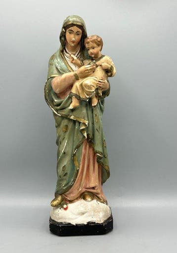 Beeldje, Vierge à lenfant Jesus - 31 cm - Gips - 1930