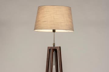 Rietveld Vloerlampen - Bruin, Taupe - Stof, Hout, Huis en Inrichting, Lampen | Vloerlampen, Verzenden, Nieuw