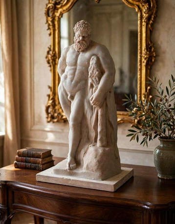 sculptuur, Ercole Farnese 43 cm h - 42 cm - Gegoten steen