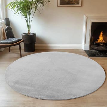 Rond Wasbaar Vloerkleed | Joy | Uni | Zilver | 120x120 cm, Verzenden, Nieuw