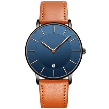 Tyme Oslo Heren Horloge 39.5mm - Blauw Bruin - Horloges voor, Ophalen of Verzenden, Nieuw
