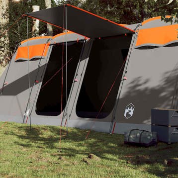 vidaXL Tunneltent 10-persoons waterdicht grijs en oranje, Verzenden, Nieuw, Tot en met 2