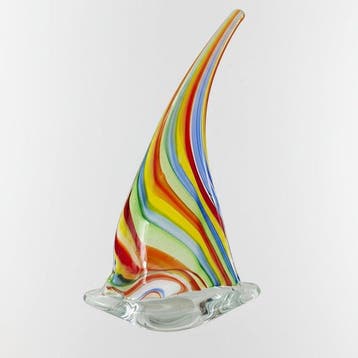 Maritieme objecten - Glas- Regenboogzeilboot, Antiek en Kunst, Kunst | Designobjecten