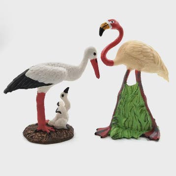 Miniatuur Flamingo & Kraanvogel Beeldjes - Decoratieve Tuin-