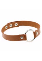 Choker Bruin Ring Pu Leer Collar Ketting Halsband Sexy Gag, Kunststof, Verstelbaar, Bruin, Nieuw