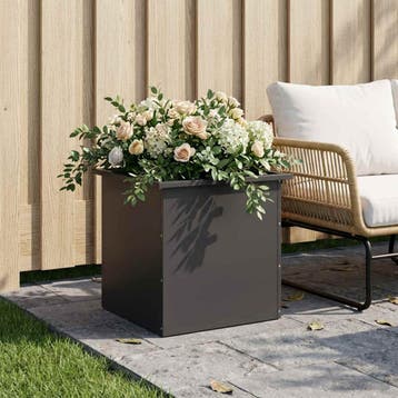 vidaXL Plantenbak met led Zwart 50 x 50 x 48 cm Staal, Verzenden, Minder dan 60 cm, Nieuw, Metaal