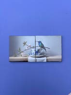 Tegels Tweeluik Kolibri en bloesem, Verzenden, Nieuw