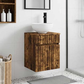vidaXL Wandgemonteerde wastafelmeubel Gerookt eiken 39 x 35, Verzenden, Nieuw