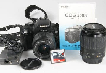 Canon EOS 350D + EF-s 18-55 mm + EF 80=200 mm - Digitale, Nieuw