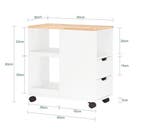 Rolbare Bijzettafel met Lades en Vakken – Wit en licht hout, Verzenden, Nieuw