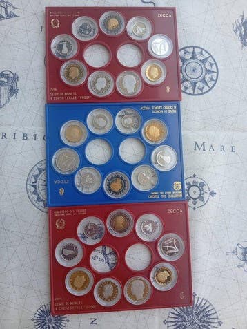 Italië, Republiek Serie Divisionali Proof senza argenti, Postzegels en Munten