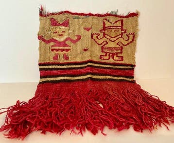 Precolumbiaans Chimu-textiel met figuren - Peru - Duitse