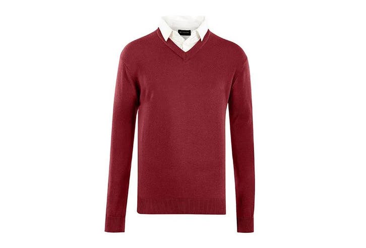 2dekans | Milanoro Herentrui met Kraag – Bordeauxrood – Maat, Kleding | Heren, Truien en Vesten, Zo goed als nieuw, Maat 52/54 (L)