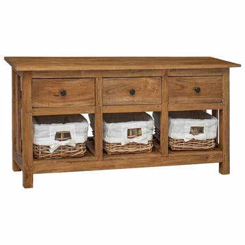 vidaXL Dressoir 100x30x50 cm massief mahoniehout, Huis en Inrichting, 100 tot 150 cm, Verzenden, Nieuw, 25 tot 50 cm