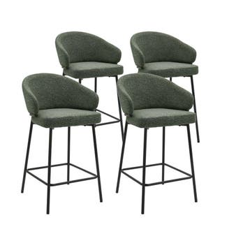 DS4U - Sofia barkruk 65 cm - Set van 4 - Groen met zwarte, Ophalen of Verzenden, Nieuw