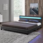 Gestoffeerd bed Paris - 140 x 200 cm - Donkergrijs - LED Ver, Huis en Inrichting, Verzenden, Nieuw