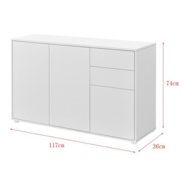 Commode Paarl druk en open 74x117x36 cm wit mat, Huis en Inrichting, Verzenden, Nieuw