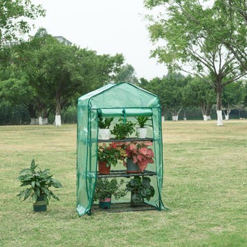 [en.casa] Tuinkas Chaam foliekas 125x69x49 cm groen, Verzenden, Nieuw