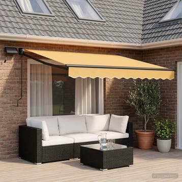 vidaXL Handbediende luifel met LEDs Zand 100% Polyester en, Verzenden, Nieuw