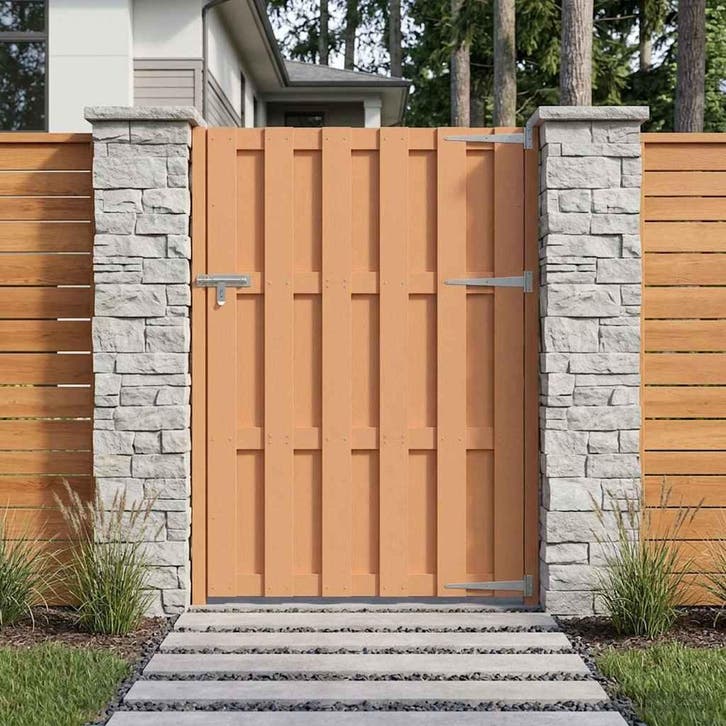 vidaXL Tuinpoort 100 x 150 cm WPC en Aluminium Bruin, Tuin en Terras, Tuinpoorten, Nieuw, Verzenden