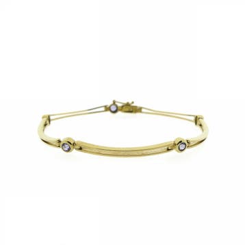 8 karaat fantasie schakelarmband met tanzaniet, Gebruikt, Geel, Ophalen of Verzenden, Met edelsteen