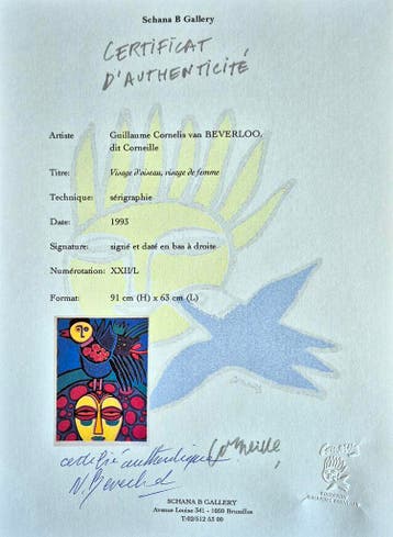Corneille Masque Africain XL certified XXX/L Certified, Ingelijst, Ophalen of Verzenden, Lithografie, Dieren en Natuur