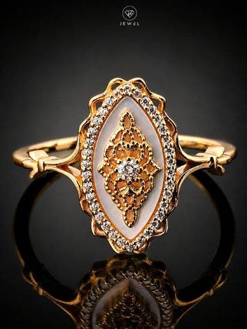 Marquise Schelpparel Ring -925 Sterlingzilver - Romantisch, Antiek en Kunst