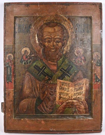 Icoon - Sint-Nicolaas de Wonderdoener (Thaumaturgos) - Hout,