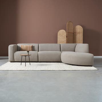 *WOONWINKEL* Hoekbank Met Rond Element Rechts Taupe, Huis en Inrichting, Verzenden, Nieuw