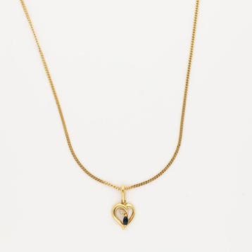 Ketting met hanger - 18 karaat Geel goud Diamant