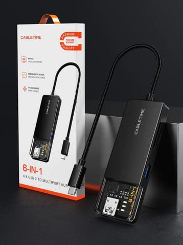 Cabletime – 6 in 1 USB-C Hub adapter – 4K – HDMI, Laptop, Nieuw, Ophalen of Verzenden, Cabletime