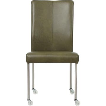 Set van 6 Leren eetkamerstoelen Comfort met wieltjes -, Huis en Inrichting, Stoelen, Ophalen of Verzenden, Nieuw, Leer