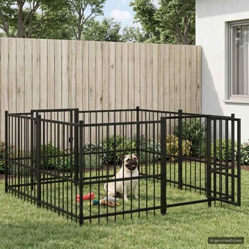 vidaXL Buitenspelenhok voor honden Zwart 192 x 192 x 100 cm, Verzenden, Nieuw