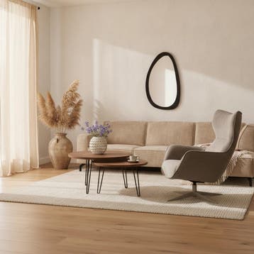 Salontafel set Otik, rond eikenhout met walnoot finish, Ophalen of Verzenden, Nieuw