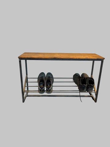 Bijzettafel - Hout, Staal - Handgemaakt schoenenrek