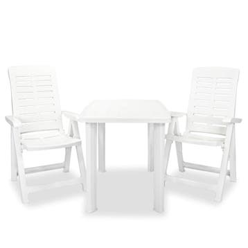 vidaXL 3-delige Bistroset kunststof wit, Tuin en Terras, Verzenden, Nieuw, Textileen, 3 zitplaatsen