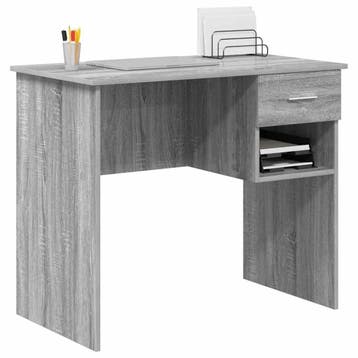 vidaXL Bureau met lade Grijs Sonoma 90 x 49 x 75 cm Bewerkt, Verzenden, Nieuw