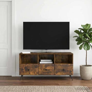 vidaXL TV-kast met lade Gerookt eiken 102 x 34,5 x 50 cm, Minder dan 50 cm, Verzenden, Nieuw, Minder dan 100 cm