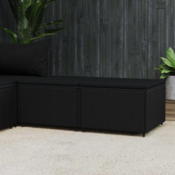 vidaXL Voetensteunen 2 st met kussens poly rattan zwart, Verzenden, Nieuw