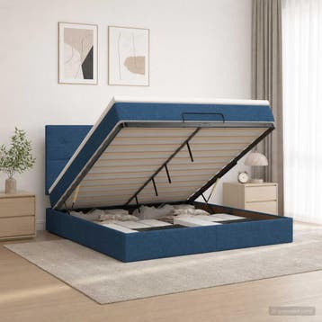 vidaXL Ottoman bed met matras met hoofdeinde Blauw 140 x 200, Verzenden, Nieuw, Blauw