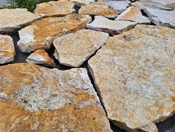 Bourgogne flagstones / flagstones Bourgogne Geel breukruw, Nieuw, Natuursteen, Terrastegels
