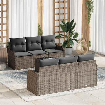vidaXL Tuin Sofa Set 7 st 6-Aantal zitplaatsen Grijs, Verzenden, Nieuw, 7 zitplaatsen